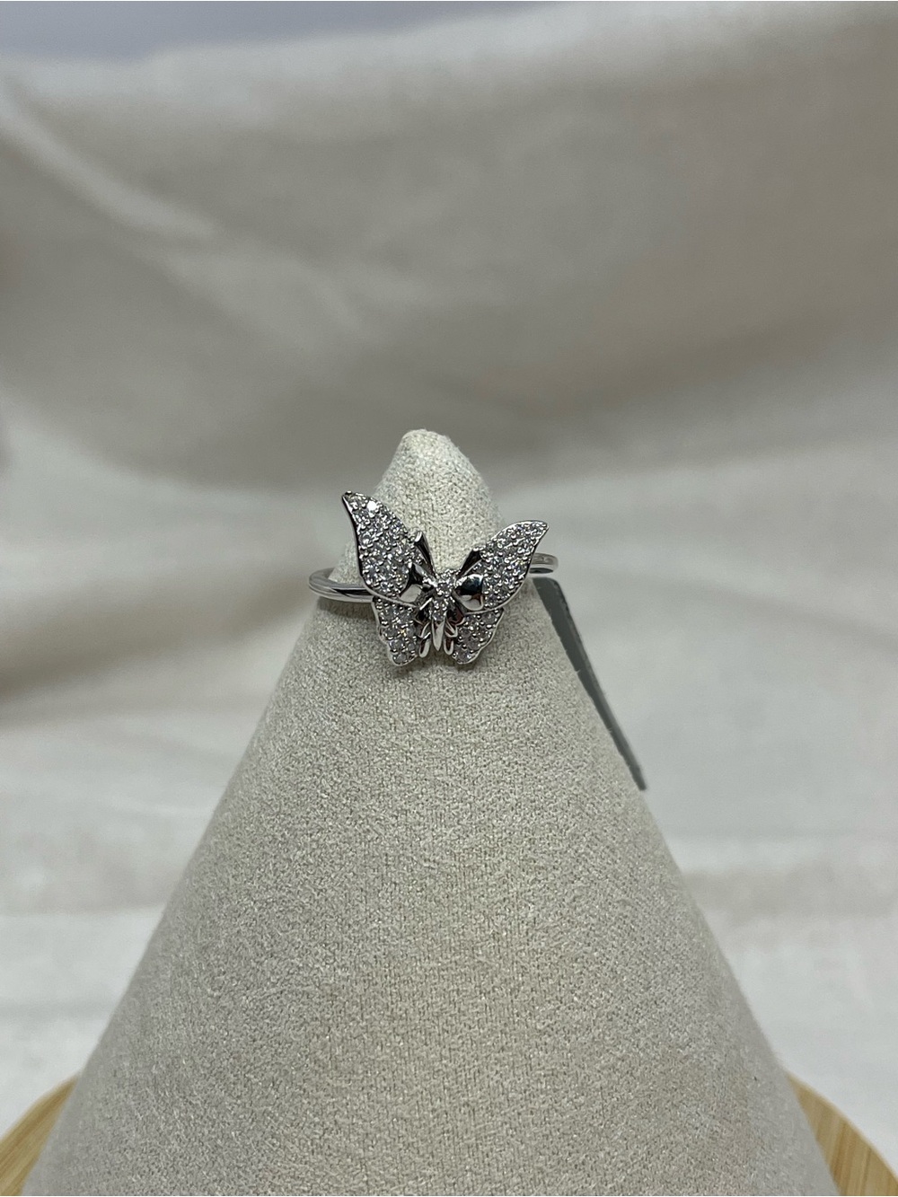 Sterling Silver Butterfly Ring with Moissanite - Size 8